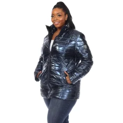 Metallic Puffer Coat - Plus