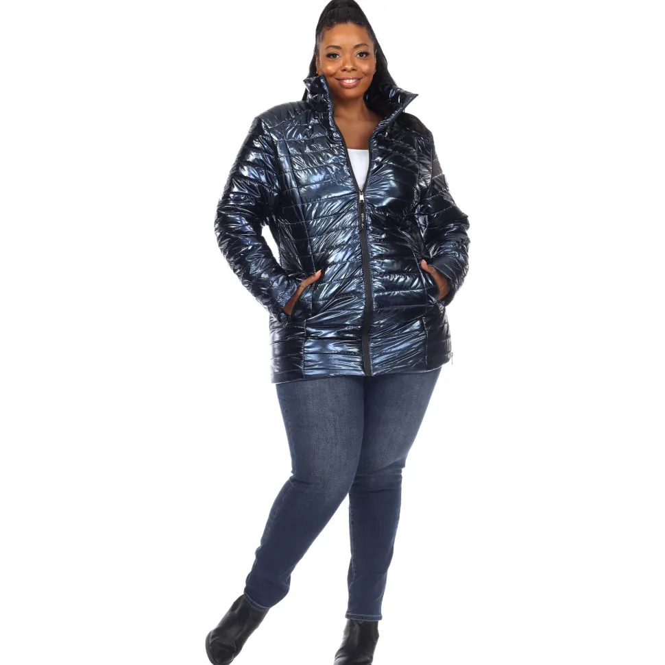 Metallic Puffer Coat - Plus