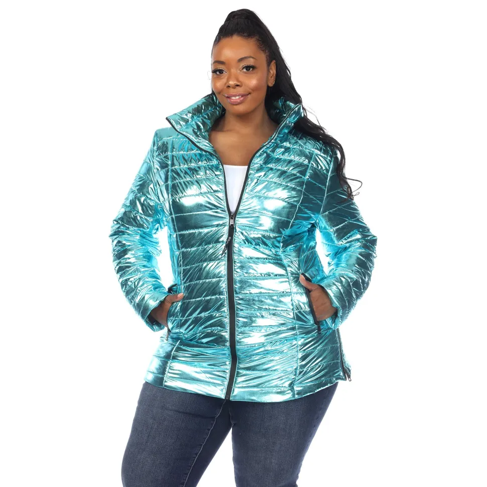 Metallic Puffer Coat - Plus
