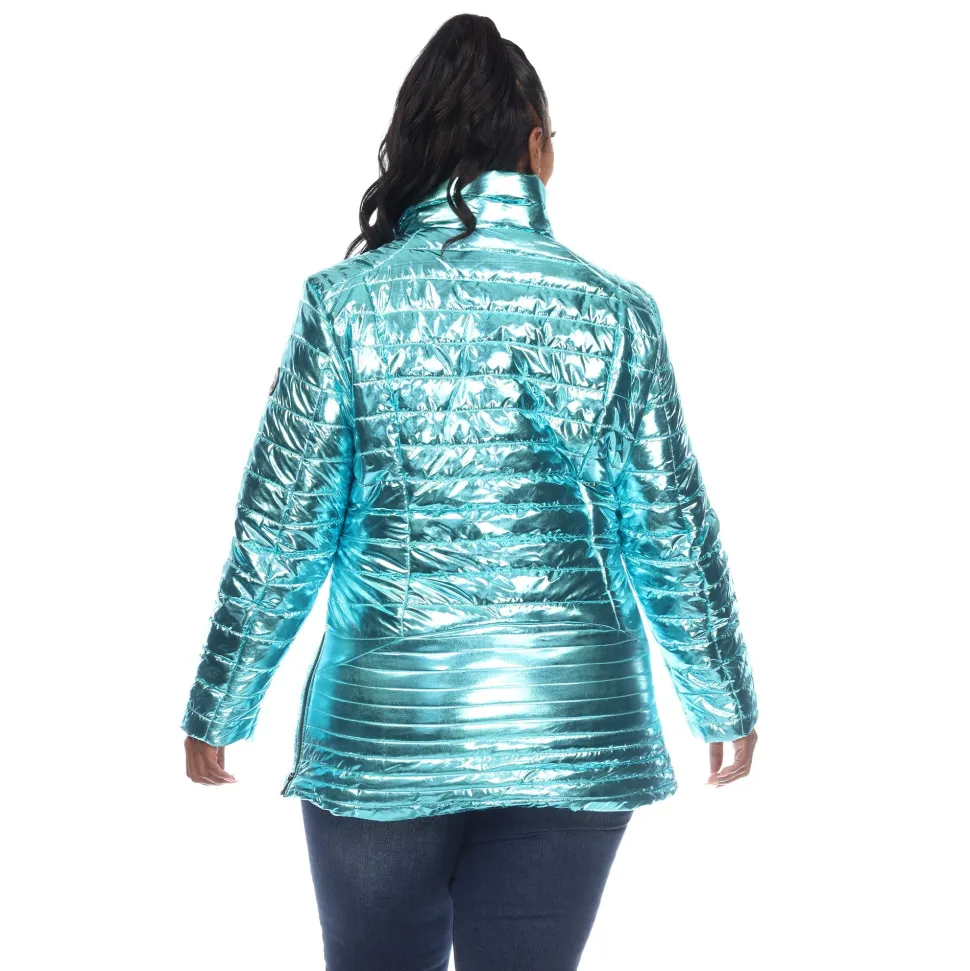 Metallic Puffer Coat - Plus