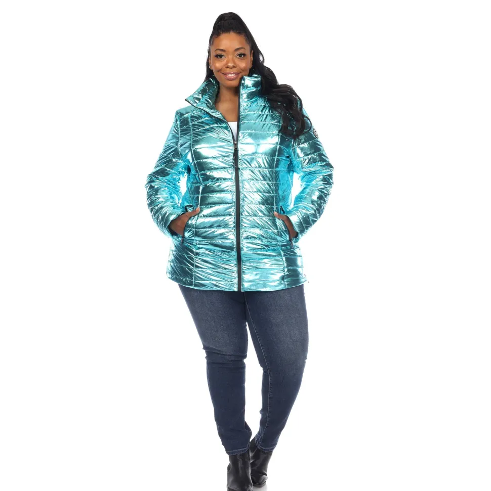 Metallic Puffer Coat - Plus