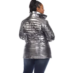 Metallic Puffer Coat - Plus