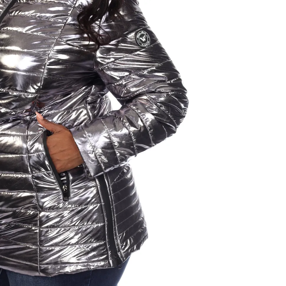Metallic Puffer Coat - Plus
