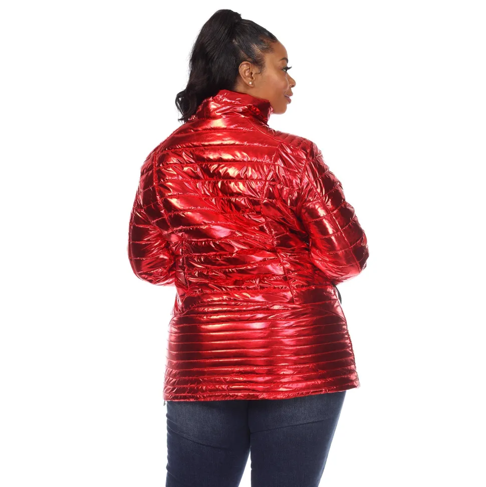Metallic Puffer Coat - Plus