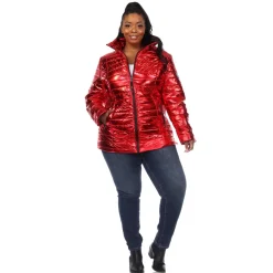Metallic Puffer Coat - Plus