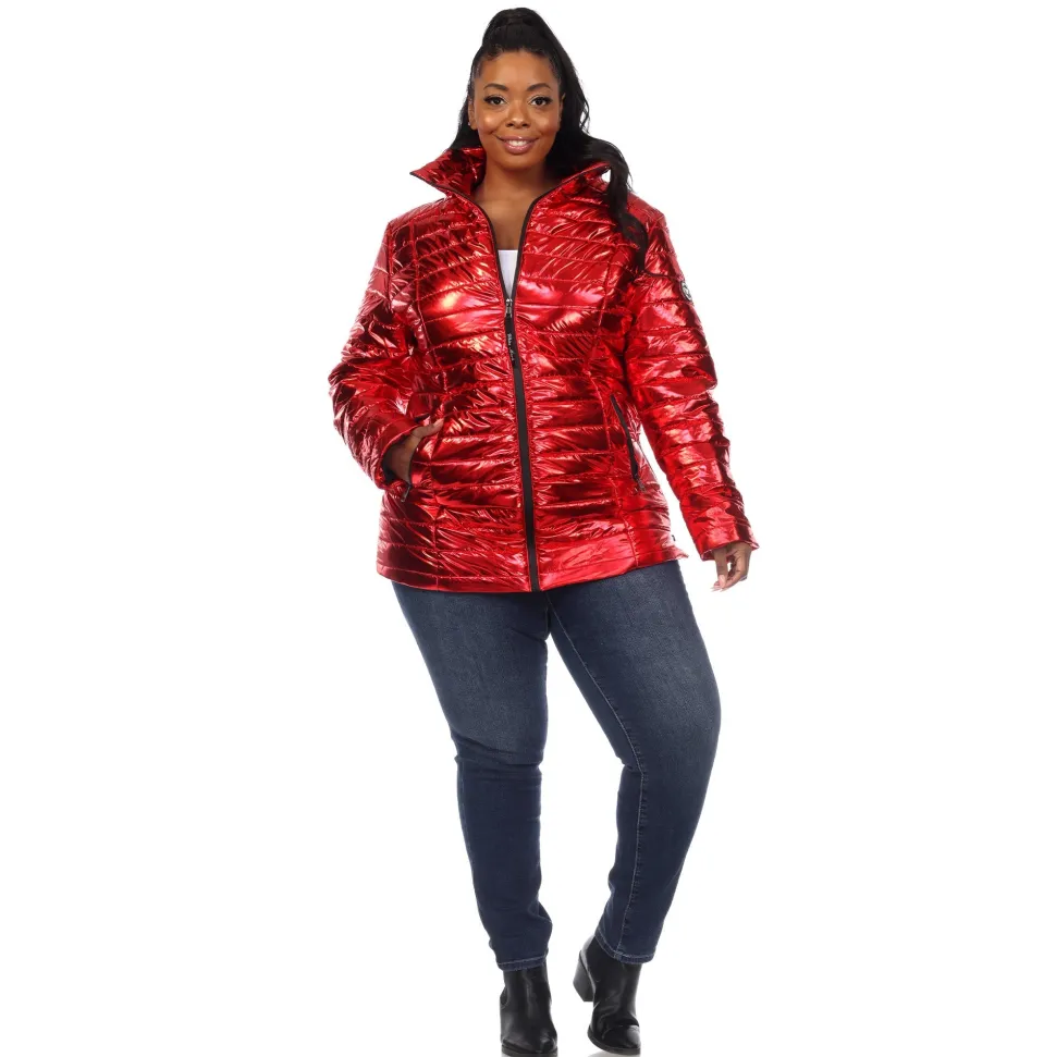 Metallic Puffer Coat - Plus