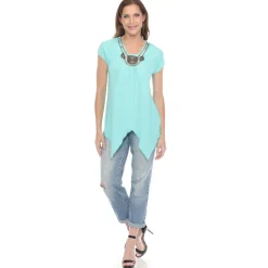 Mint Beaded Angled Hem Knit Top