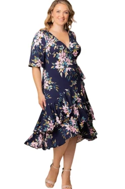 Miranda Wrap Dress - Navy Romantic Floral - Plus