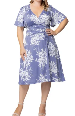Misty Lavender Florals Jemma Ruched Tie Dress - Plus