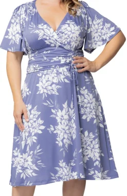 Misty Lavender Florals Jemma Ruched Tie Dress - Plus