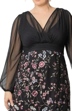 Moonlit Garden Isabella Embroidered Mesh Gown - Plus