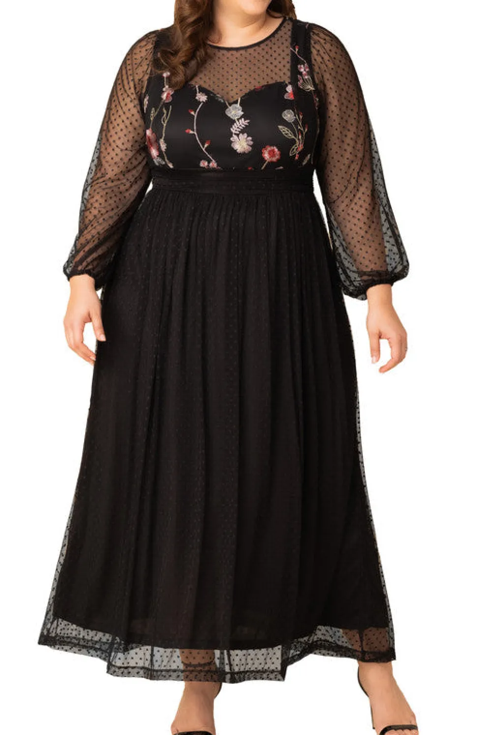 Mystique Mixed Media Evening Gown - Plus