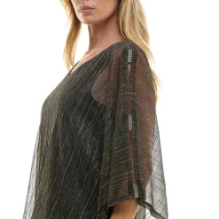 Novelty Trim Cold Shoulder Poncho Pant Set