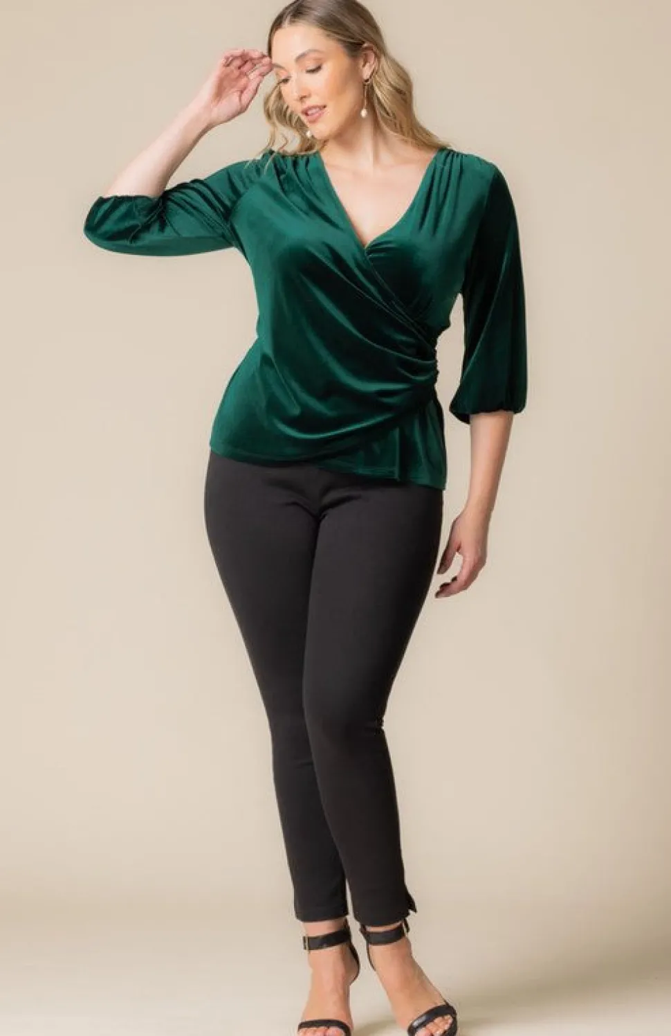 Odette Velvet Faux Wrap Top - Plus