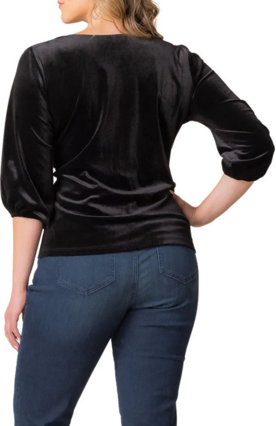 Odette Velvet Faux Wrap Top - Plus