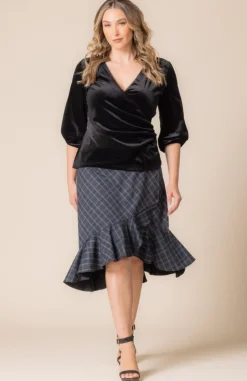 Odette Velvet Faux Wrap Top - Plus