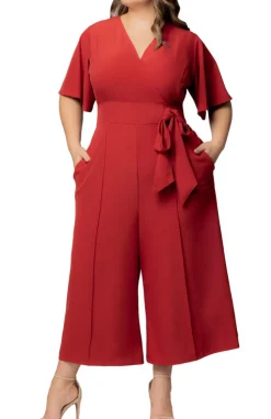 Paprika Evelyn Wide Leg Cropped Jumpsuit - Plus