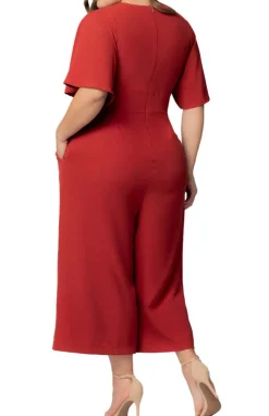 Paprika Evelyn Wide Leg Cropped Jumpsuit - Plus