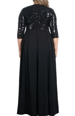Paris Pleated Sequin Gown - Plus