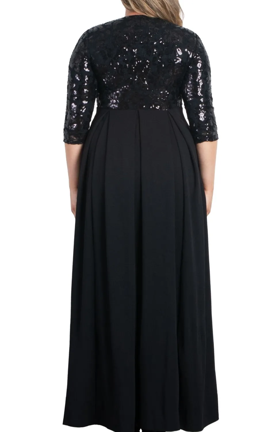 Paris Pleated Sequin Gown - Plus