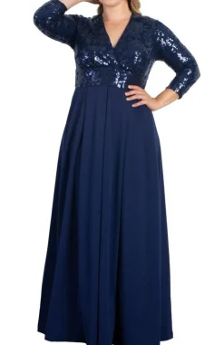Paris Pleated Sequin Gown - Plus