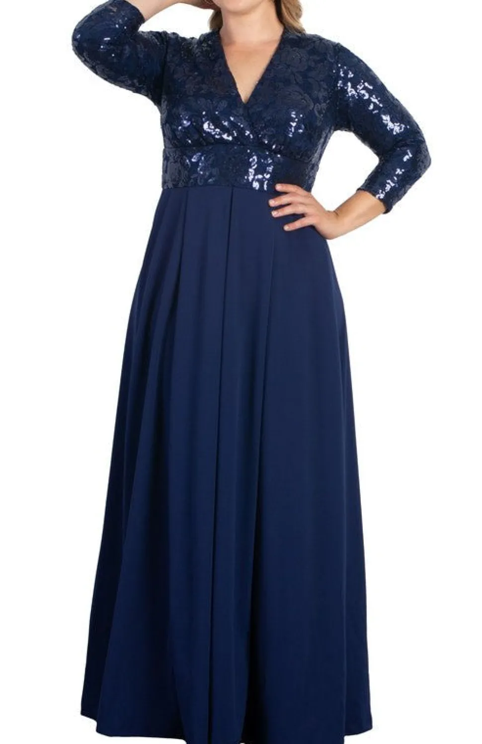 Paris Pleated Sequin Gown - Plus