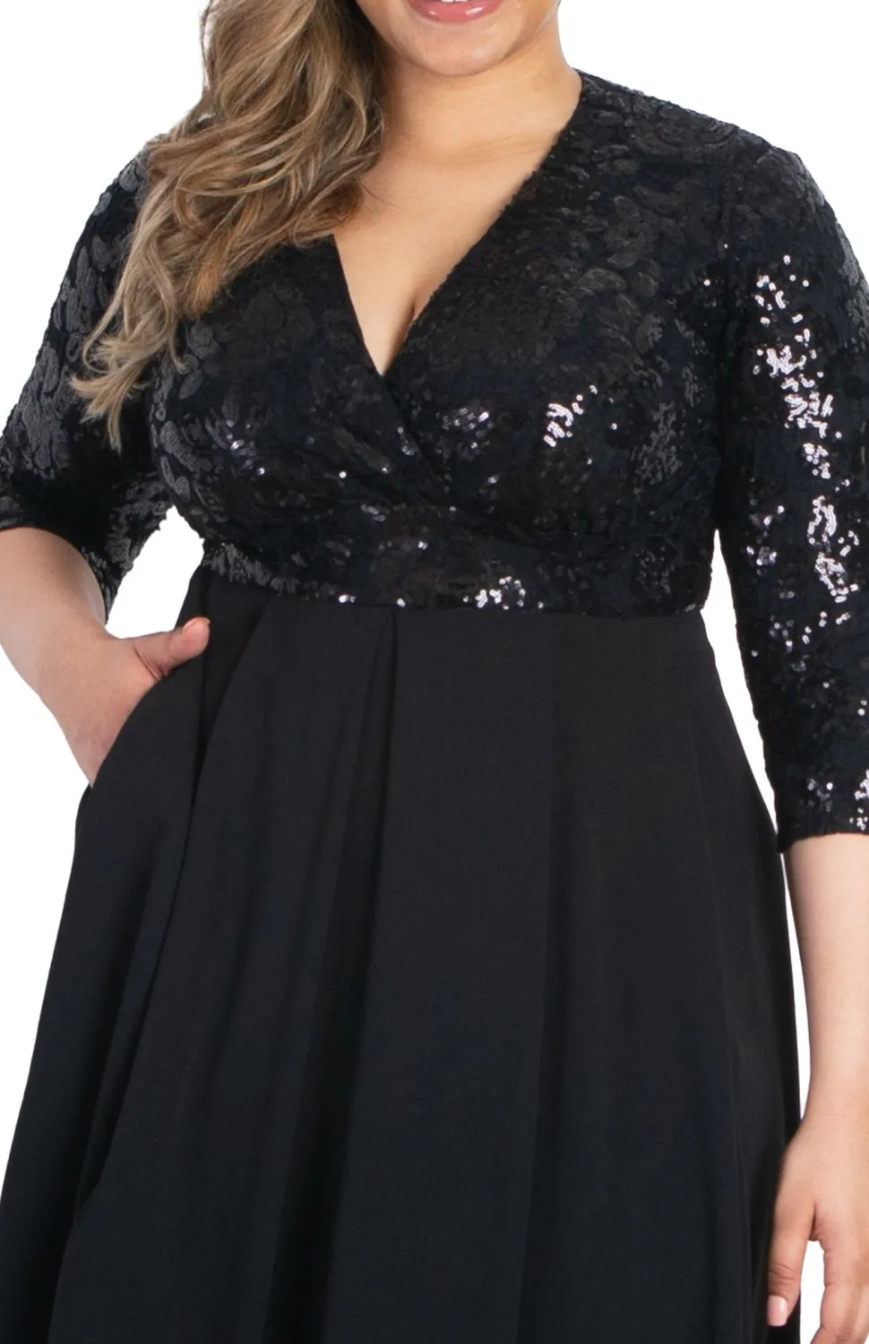 Paris Pleated Sequin Gown - Plus