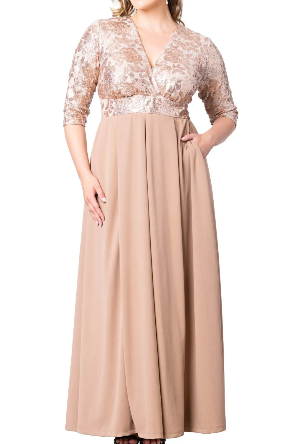 Paris Pleated Sequin Gown - Plus