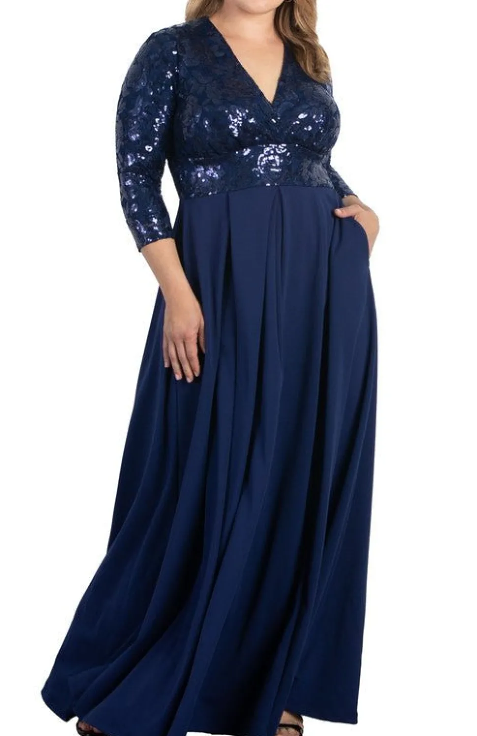 Paris Pleated Sequin Gown - Plus