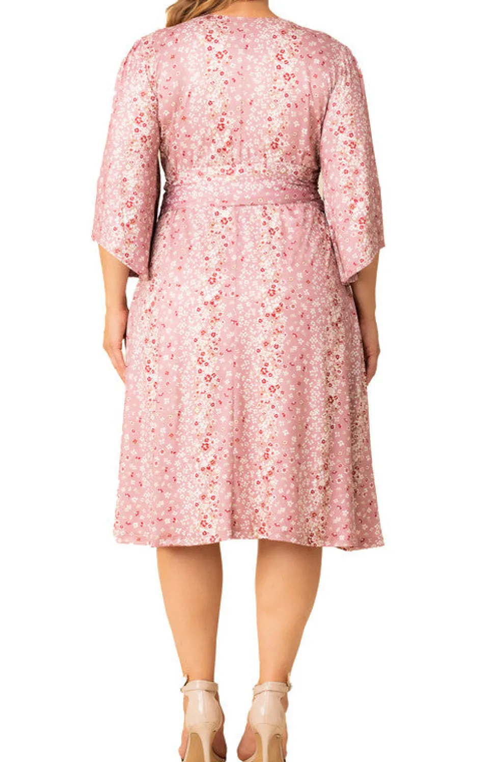 Pink Ditsy Floral Gemini Wrap Dress - Plus