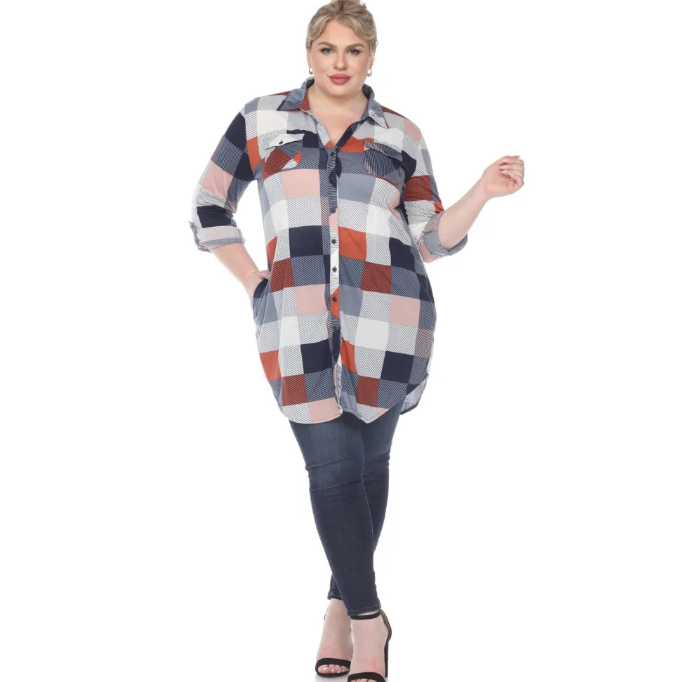 Plaid Tunic Shirt - Plus