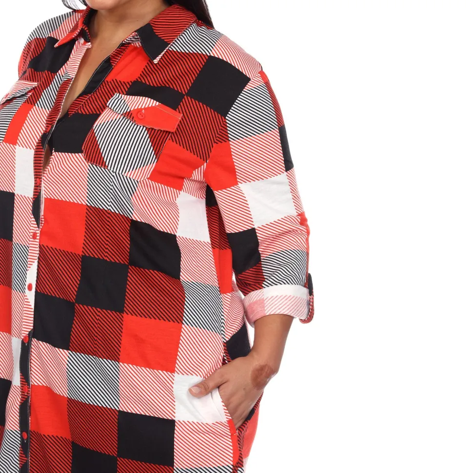 Plaid Tunic Shirt - Plus