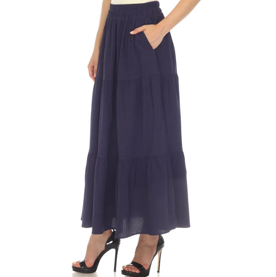 Pleated Tiered Maxi Skirt