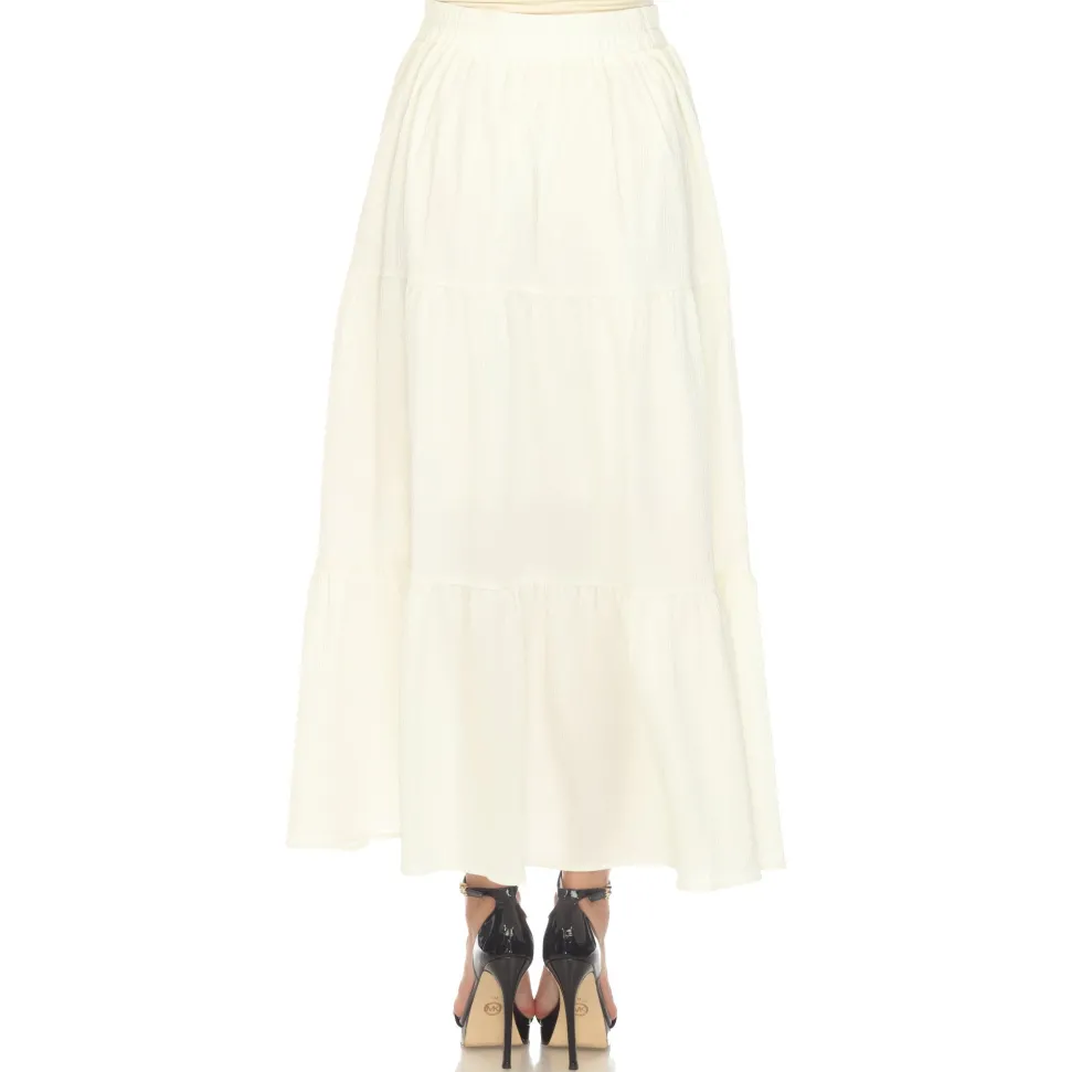 Pleated Tiered Maxi Skirt