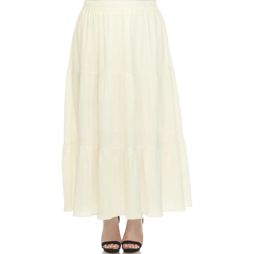 Pleated Tiered Maxi Skirt - Plus