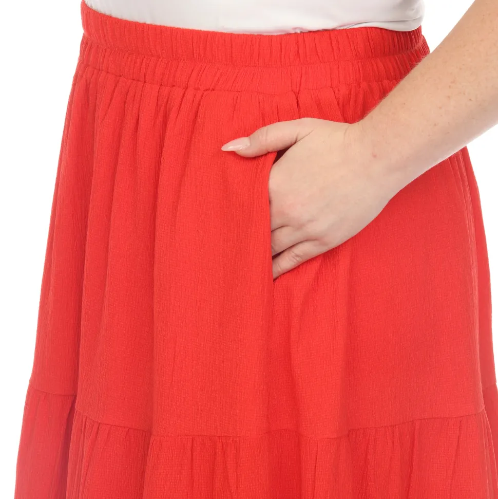 Pleated Tiered Maxi Skirt - Plus