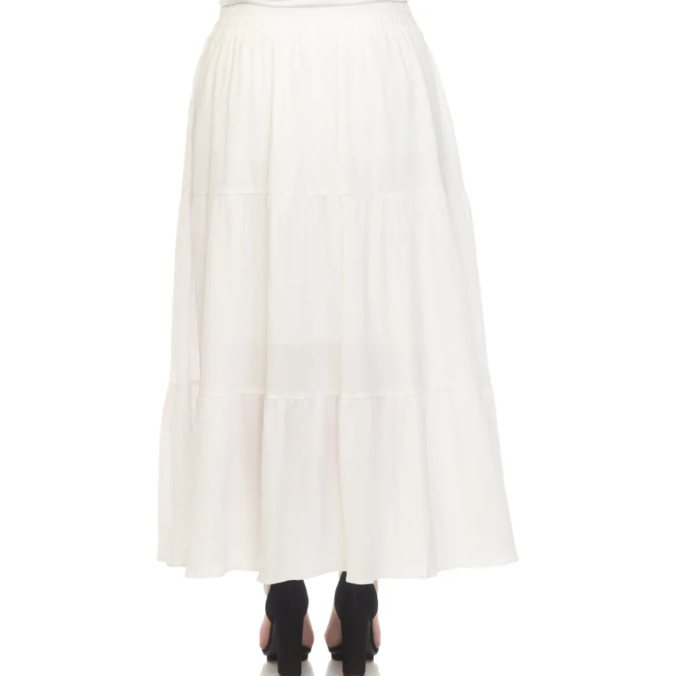 Pleated Tiered Maxi Skirt - Plus