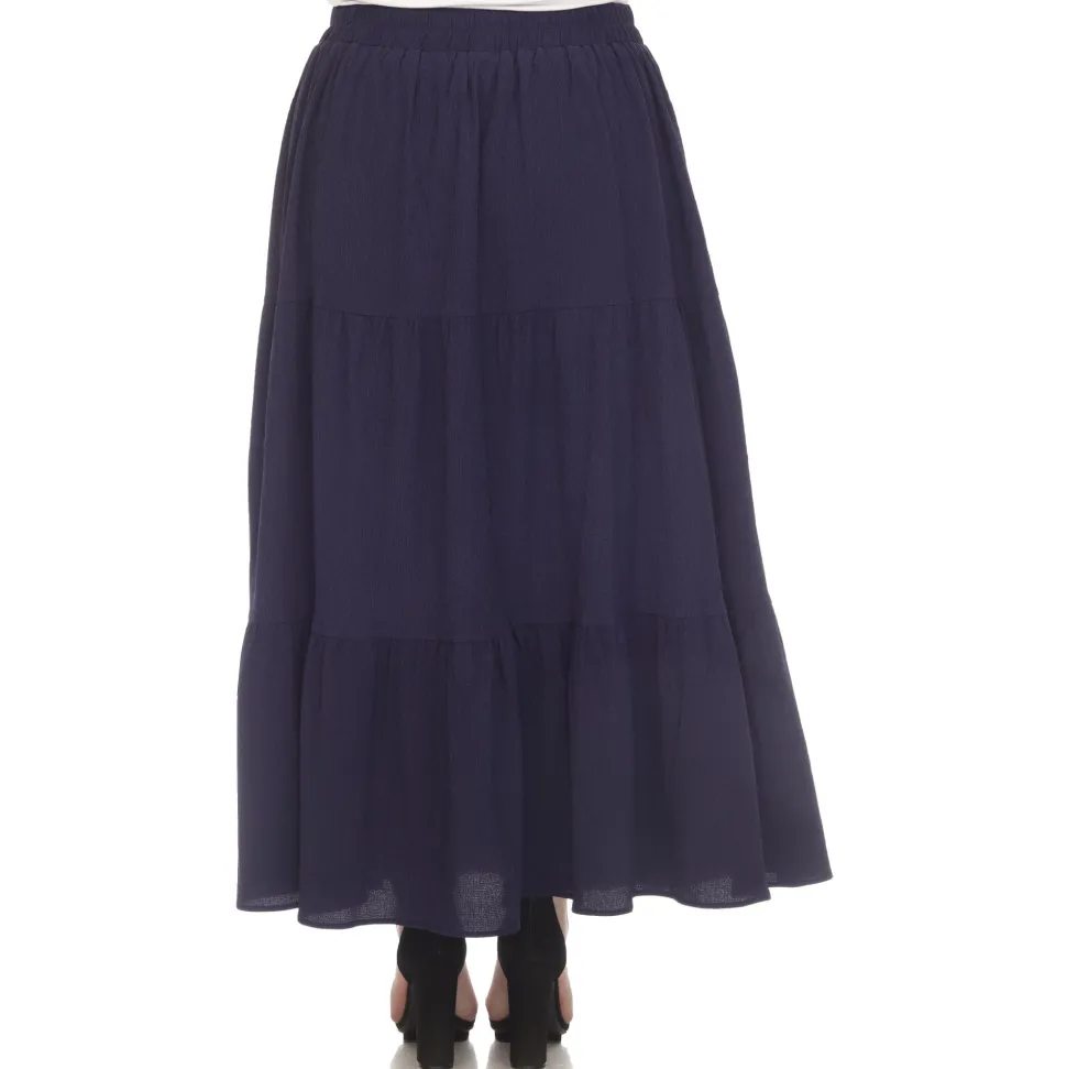 Pleated Tiered Maxi Skirt - Plus