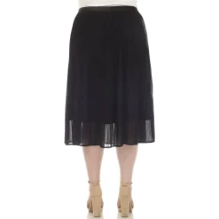 Plus Size Pleated Chiffon Midi Skirt