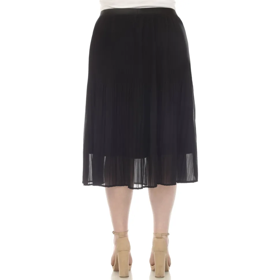 Plus Size Pleated Chiffon Midi Skirt
