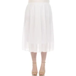 Plus Size Pleated Chiffon Midi Skirt