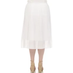 Plus Size Pleated Chiffon Midi Skirt