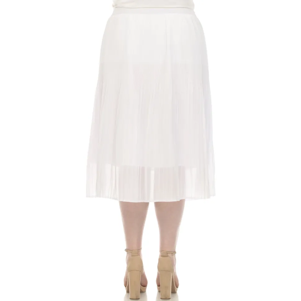 Plus Size Pleated Chiffon Midi Skirt
