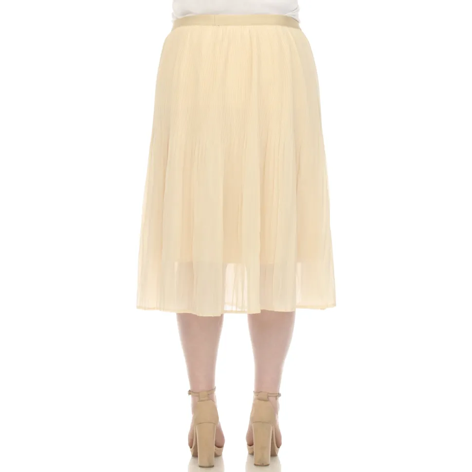 Plus Size Pleated Chiffon Midi Skirt