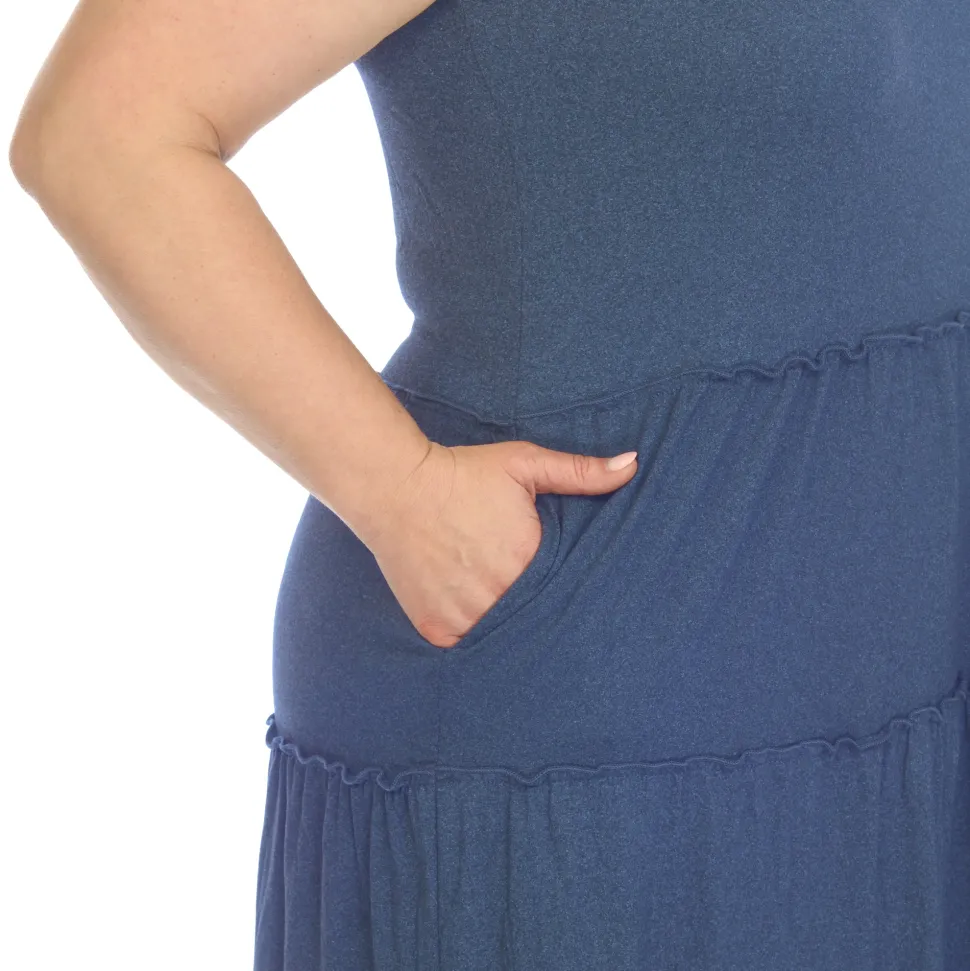 Plus Size Scoop Neck Tiered Midi Dress