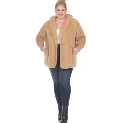 Plush Hooded Cardigan with Pockets - Plus