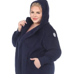 Plush Hooded Cardigan with Pockets - Plus