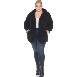 Plush Hooded Cardigan with Pockets - Plus