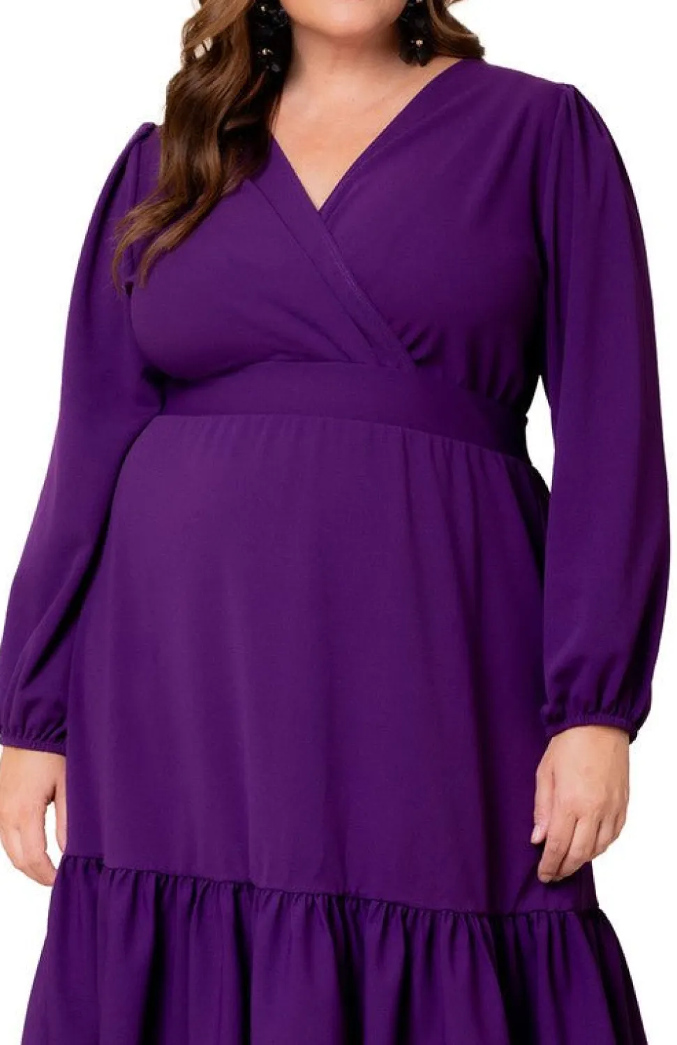 Portia Solid Long Sleeve Cocktail Dress - Plus