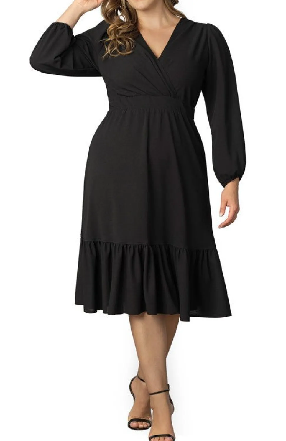 Portia Solid Long Sleeve Cocktail Dress - Plus